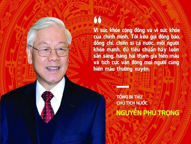 Tổng Bí thư, Chủ tịch nước kêu gọi đồng bào, đồng chí, chiến sĩ tình nguyện tham gia hiến máu